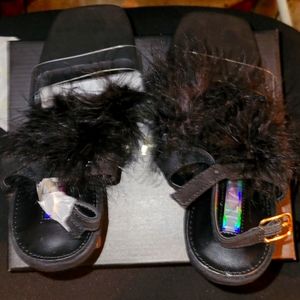 Black fur heels